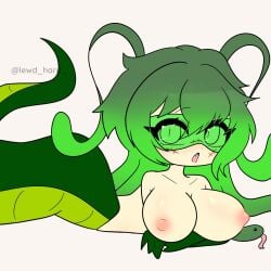 big_breasts breasts_out gacha lewd_haru_(artist) looking_at_viewer snake_girl snake_tail