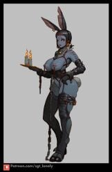 alien alien_girl alien_humanoid blue_skin bunnysuit hooves large_breasts nipples red_eyes sgt_lonely tagme tau warhammer_(franchise) warhammer_40k