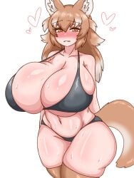 1girls big_breasts big_thighs blush breasts busty cleavage female female_only giant_breasts gigantic_breasts huge_breasts huge_thighs japanese_wolf_(kemono_friends) kemono_friends large_breasts large_thighs massive_breasts navel sangchussam sweat sweaty sweaty_body thick_thighs thighs voluptuous