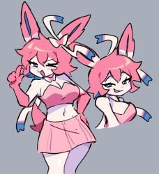 1girls anthro blush breasts cleavage clothed clothing creatures_(company) eeveelution female female_only game_freak generation_6_pokemon heart heart-shaped_pupils nintendo nintendo_switch pokémon_(species) pokemon pokemon pokemon_(species) pokemon_xy sylveon z_zmag8