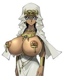 big_breasts bimbo breasts dark-skinned_female dark_skin gigantic_breasts huge_breasts huge_nipples hyper_breasts ishizu_ishtar isis_ishtar large_breasts nipple_piercing nipples piercing topless yu-gi-oh! yu-gi-oh!_duel_monsters