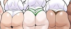 3girls ai_generated ass_focus ass_to_ass bbw bbw_mom chubby_female close-up cropped curvy_hips edit fat_ass group group_photo lined_up lineup mature_female milf mommy plump_ass underwear