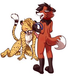 anthro buster_maru canine cheetah cum cum_in_mouth cum_inside feline feline-fattale fur furry furry_only gay leash male mammal maned_wolf nude penis pet_play salmy spots