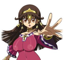 big_breasts breasts brown_hair female gigantic_breasts huge_breasts huge_nipples large_breasts nipple_bulge nipples nipples_visible_through_clothing see-through see-through_clothes sera_(yu-gi-oh!) short_stack shortstack transparent_clothing yu-gi-oh! yu-gi-oh!_the_dark_side_of_dimensions