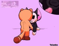 anal anal_sex animal balls blush brawl_stars feline furry_only gay_sex interspecies kit_(brawl_stars) male male_only non-human sprout_(brawl_stars) tail tanuki tanuki_sprout_(brawl_stars) yolandoo