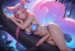 ahri ai_generated futanari futanix huge_balls huge_cock league_of_legends penis