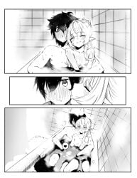 (idol 1girls bathtub blonde_hair corp)idol_corp elf_ears elf_female elf_girl eternals female female_focus female_only front_view hag hair idol_es light_skinlight-skinned_female long_hair necromancer nude pointy_ears red red_eyes ruby_runeheart small_breasts solo solo_focus two_tone_hair vtuber witch youngelf