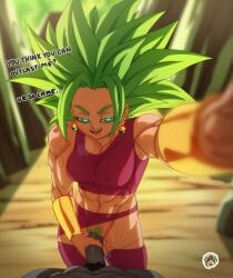abs artist_logo challenge_accepted dominant_female dragon_ball dragon_ball_super dragon_ball_z english_text fit_female hand_on_penis imminent_sex imminent_vaginal just_the_tip kefla looking_at_viewer male_pov mrmlix muscular_female penis potara_earrings potara_fusion pov pubic_hair ripped_pants smiling_at_viewer talking_to_viewer thick unseen_male_face