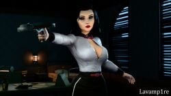 1girls 3d bioshock bioshock_infinite black_hair blue_eyes busty elizabeth_comstock elizabeth_comstock_(burial_at_sea) female female_focus female_only hourglass_figure lavamp1re makeup tagme wide_hips