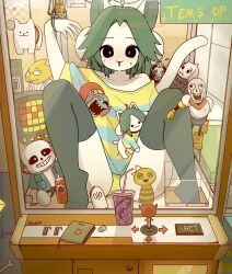 alphys annoying_dog_(undertale) arcade asgore_dreemurr black_stockings black_thighhighs blush deltarune doremifaso64 furry mettaton monster_kid napstablook panties papyrus sans temmie temmie_(deltarune) temmie_(undertale) toriel undertale undyne yellow_panties