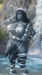 1futa 2_penises 3d 3d_model 4_arms auditour blue-skinned_futanari blue_skin breasts elden_ring futa_only futanari large_breasts multiple_penises nude outdoors penis ranni_the_witch solo solo_futa video_game_character video_game_franchise