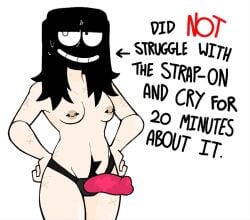 lavabutts medium_breasts rex_(lavabutts) scars shadowed_face strap-on