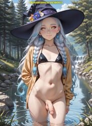 1boy ai_generated balls femboy meybekity otoko_no_ko penis trap witch witch_hat yaoi
