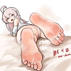 1girls big_feet feet_up foot foot_fetish foot_focus legs legs_up on_bed onii-chan_wa_oshimai! oyama_mahiro pants peeing smelly smelly_feet soles soles_fetish steam steamy_feet sweaty_pants sweaty_pussy you_chuan