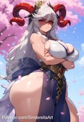 ai_generated busty cleavage commission fire_emblem fire_emblem_heroes freyja_(fire_emblem) huge_ass huge_breasts nintendo patreon patreon_url patreon_username pissed_off public sinderellaart thick thick_legs thick_thighs voluptuous