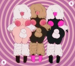 anthro balls claws flaccid_penis fluffy_hair huge_breasts nipples penis rabinov thick_lips thick_thighs wide_hips