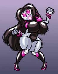 big_breasts frost-lock grey_skin pink_eyes robot_girl thick_thighs