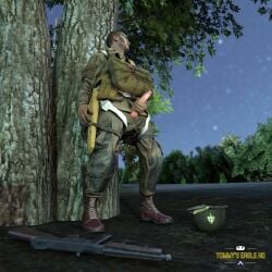 3d army exhibitionism gay gay_male gay_sex jerking_off jerkingoff masturbation medal_of_honor_airborne military outdoors soldier tommys_eagle_hq uniform ww2