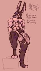 abs anthro armpit_tuft barazoku black_hair chest_tuft fur genitals hair hairy hi_res jacapo_(sebastian_almric) lagomorph leporid male mammal multicolored_body multicolored_fur muscular muscular_male nude penis pubes rabbit sebastian_almric solo standing standing_on_object tuft vein veiny_penis