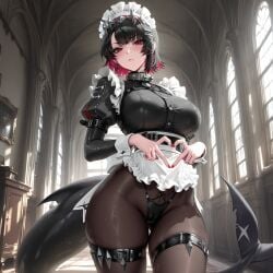 1girls absurd_res ai_generated bodystocking ellen_joe finger_heart fish_girl fish_tail heart_hands hoyoverse large_breasts liu_(artist) looking_at_viewer maid maid_headdress maid_uniform panties_under_pantyhose pantyhose shark_girl shark_tail solo solo_focus stockings sweat thick_thighs voluptuous voluptuous_female wide_hips zenless_zone_zero