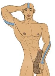 aang adult asian_male avatar:_aang_the_last_airbender big_dick male male_only muscular muscular_male shaved_head solo
