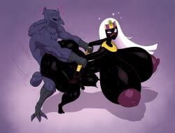 1boy 1girls 5_toes alien alien_humanoid anthro anthro_penetrating anthro_penetrating_humanoid areola areolae ass avian balls beak belly_bulge big_areola big_ass big_breasts big_nipples big_thighs black_body black_sclera black_skin bouncing_breasts breasts breasts_bigger_than_head corviknight daredemon7000 duck_dodgers duo fat_ass feet female fingers functionally_nude generation_8_pokemon genitals gigantic_breasts hair heart_symbol hi_res highres huge_ass huge_breasts humanoid humanoid_on_anthro humanoid_penetrated hyper hyper_breasts interspecies long_hair male male/female martian motion_lines mouthless nintendo nipples nude penetration pokemon pokemon_(species) prison_guard_position purple_body purple_eyes purple_fur purple_skin queen_tyr'ahnee red_eyes sex sex_from_behind stomach_bulge sweat sweaty_ass sweaty_breasts thick_ass thick_thighs thighs toes top_heavy white_hair wrist_grab