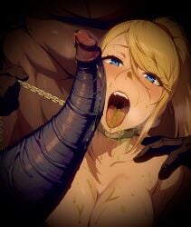 ahe_gao ai_generated alien_on_human bare_shoulders big_breasts blonde_hair blue_eyes blush broken broken_sub chains cock_on_face concubine controlled cum_in_mouth cum_on_body cum_on_breasts cum_on_face cum_on_tongue defeated defeated_heroine dominant_male female fit_female good_girl hand_on_shoulder happy_sub humiliated humiliating humiliation hutt jabba's_palace jabba_the_hutt large_breasts leash leash_and_collar leash_pull looking_at_viewer manhandling masochistic_female master metroid nude nude_female owned owned_bitch ownership ponytail sadistic samus_aran slave slave_collar slavegirl slug star_wars submissive_female tongue tongue_out yellow_cum