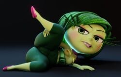 1girls 3d 3d_(artwork) 3d_model 3d_render areola areolae arm_support ass big_ass blush bottomwear breasts bubble_butt clothed clothing disgust_(inside_out) disney eyelashes female footwear green_body green_eyes green_hair green_skin hair inside_out large_ass looking_at_viewer matching_hair/eyes medium_breasts medium_hair nipples partially_clothed pixar shoes solo solo_female spread_legs teeth thick_thighs thighs topless topless_female vensaku