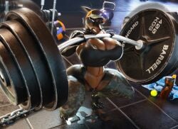 1girls 3d anthro ass big_ass big_breasts breasts busty canine cleavage crop_top crouching dobermann female female_only furry furry_only gym hat hooves-art huge_breasts indoors large_breasts legwear massive_breasts military original original_character panties png shia_(xlkev) squatting sunglasses sunglasses_on_head sweat sweatdrop sweaty_body thick_thighs weightlifting wide_hips workout workout_clothes