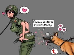 canid canine collar domestic_dog female female_soldier ferala gogocherry leash male sex_slave tongue tongue_out uniform zoophilia