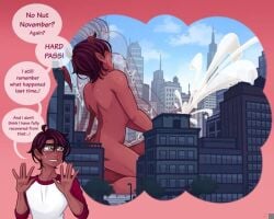 commentary cum cum_everywhere giant glasses green_eyes incubus matthew_(myladycheshire) myladycheshire no_nut_november tan_skin