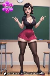 ai_generated big_breasts big_thighs bitch black_hair black_lipstick blue_eyes crop_top cropped_shirt eroticprimeai goth goth_girl hotel_transylvania mavis_dracula pale_skin patreon patreon_username round_butt school_skirt school_uniform schoolgirl schoolgirl_uniform short_hair skirt stockings thick_thighs white_skin wide_hips younger_female