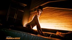 3d cyberpunk cyberpunk_2077 female game_screenshot nude nude_female on_bed panam_palmer panamlove screenshot screenshot_edit seductive solo solo_female
