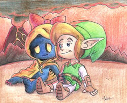 black_skin blue_eyes bow dorigreen female handjob hylian interspecies key link male oracle_of_seasons penis pussy rosa_(zelda) subrosian the_legend_of_zelda video_games yellow_eyes