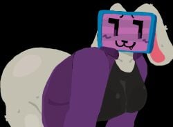 1girls anthro bunny_ears bunny_girl clothed ddbsandstormm edit edited female jiggle melanie_(regretevator) purple_eyes regretevator roblox roblox_game robot robot_girl tagme tv tv_head twerking