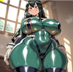 ai_generated big_ass big_breasts big_butt boku_no_hero_academia fat_ass faxxyz front_view huge_ass huge_thighs looking_at_viewer my_hero_academia plump_ass seductive tsuyu_asui wide_hips