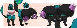 3_fingers 3_toes 4_ears absurd_res alternate_species anthro areola areola_lactation big_breasts big_tail black_arms black_breasts black_ears black_legs black_sclera blue_eyes blue_hair bodily_fluids border breast_expansion breasts clothed clothed_anthro clothed_female clothing domestic_cat excessive_lactation expansion expansion_sequence feet felid feline felis female female_anthro fingering fingering_self fingers firepawdacat_(artist) grey_collared_shirt hair hi_res huge_breasts hyper hyper_breasts lactating lactating_areola lactating_through_areola lactation_through_areola lips long_hair lying mammal masturbation milk multi_ear nipples nude nude_anthro nude_female on_back onomatopoeia pink_background pink_clothing pink_sweater pink_topwear projectile_lactation puffy_nipples purple_areola purple_lip purple_lips purple_nipples purple_nose ralena/ralaku simple_background solo sound_effects standing sweater tail text thick_lips toes topwear torn_sweater whiskers white_border
