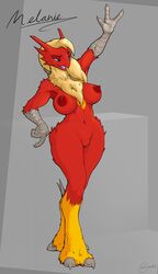 anthro anthrofied avian big_breasts blaziken blue_eyes breasts digitigrade female nintendo nude open_mouth pokemon pokemon_(species) pussy sentientsocks solo video_games voluptuous waving wide_hips