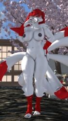 3d_(artwork) 5_fingers 5_toes 9:16 9_tails anthro areola asian_mythology bench big_breasts breasts canid canine colored_nails digital_media_(artwork) east_asian_mythology feet feet_wraps female fence fingers fox fox_(petruz) fox_spirit fur genitals hair hand_on_hip hand_wraps hi_res japanese_mythology long_hair looking_at_viewer mammal multi_tail mythology nails navel nipples nude nude_anthro nude_female orange_eyes outside plant portrait red_body red_fur red_hair road solo source_filmmaker_(artwork) tail thevestige thick_thighs toes tree vulva white_body white_fur wraps