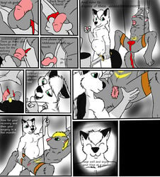 2boys anthro balls bleeding blood bondage canine castration cock_and_ball_torture comic cuntboy feline fur furry furry_only grey_fur intersex kizzneth knife male male_only male_ryona mammal original_character penectomy penis pregnant pregnant_cuntboy pussy stitches torture