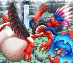 alternate_version_available anthro balls big_balls big_penis blue_tongue dragon erection furrypur genitals huge_cock hyper hyper_balls hyper_penis hyper_testicles koraidon macro male mawshot meowscarada micro orange_eyes penis pokemon pokemon_(species) quaquaval red_body reptile scalie skeledirge testicles yellow_sclera