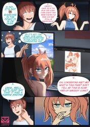 1boy 1girls bedroom blue_eyes brother_complex comic computer english_text fanart incest jack_knight_(n647) large_breasts nipples nsfw orange_hair pigtails rose_drake_(n647) vanille_dagoat