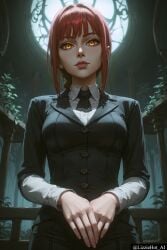 ai_generated chainsaw_man glowing_eyes makima_(chainsaw_man) red_hair