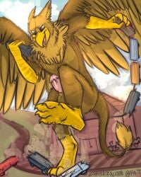 4:5 4_toes 5_fingers abs anthro avian balls beak biped brown_body building carpo claws combatraccoon crush destruction erection extreme_size_difference feathered_wings feathers feet finger_claws fingers foot_crush genitals gryphon house humanoid_genitalia humanoid_penis macro macro_anthro macro_male male male_only muscular muscular_anthro muscular_male mythological_avian mythological_creature mythology nude open_mouth outside pawpads paws pecs penile penis pyronite(commissioner) rampage size_difference smile soles solo stomped stomping tail toe_claws toes train vehicle vehicle_destruction wings