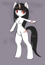 anthro black_hair blade_velvet breasts cutie_mark equine ere-yandara female furry hair hooves horn mammal my_little_pony original_character pussy solo standing unicorn