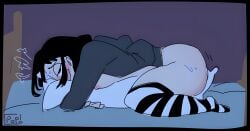 2d humping humping_pillow nerd nerd_girl_(popthesnowman) nerdy_female pillow popthesnowman rubbing_pussy