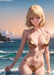 1girls 2d ai_generated ass ass ass_grab athletic athletic_female bare_shoulders beach belly big_breasts bikini bikini_bottom bikini_top blonde_female blonde_hair blonde_hair blonde_hair_female cha_hae_in chest curvy curvy_figure cute cute_face detailed eyelashes eyeshadow female female_only fit fit_female focus high_quality in_water large_breasts legs light-skinned_female light_skin lips lipstick looking_at_viewer makeup mascara medium_breasts midriff navel nero100 ocean outdoors outside pale-skinned_female pale_skin perky_breasts posing purple_eyes sea seaside seductive seductive_look solo_leveling stable_diffusion tagme thighs thin_thighs thin_waist