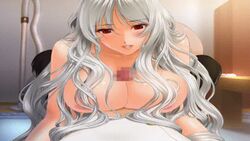 animated animated breasts censored game_cg large_breasts looking_at_viewer open_mouth red_eyes sano_toshihide silver_hair