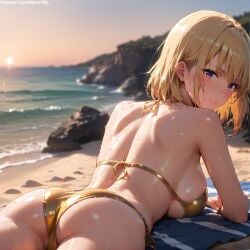 1girls 2d ai_generated ass ass ass_focus athletic athletic_female bare_shoulders beach belly big_breasts bikini bikini_bottom bikini_top blonde_female blonde_hair blonde_hair blonde_hair_female cha_hae_in chest curvy curvy_figure cute cute_face detailed eyelashes eyeshadow female female_only fit fit_female focus high_quality large_breasts legs light-skinned_female light_skin lips lipstick looking_at_viewer lying_on_stomach makeup mascara medium_breasts midriff navel nero100 ocean outdoors pale-skinned_female pale_skin perky_breasts posing prone purple_eyes sea seaside seductive seductive_look solo_leveling stable_diffusion tagme thighs thin_thighs thin_waist
