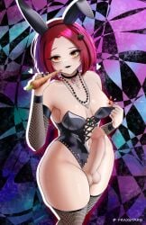 1futa big_penis braided_hair bunny_ears bunny_girl bunnysuit carrot dickgirl fraxstars futanari goth goth_futa goth_girl huge_thighs intersex leaking_penis leaking_precum licking_lips looking_at_viewer natasha_marquez_(fraxstars) nipple_piercing nipple_slip nipples one_breast_out original original_character pale-skinned_female pale_skin penis perky_breasts red_eyes red_hair short_hair showing_nipple small_breasts small_waist tagme thick_legs thick_penis thick_thighs thighhighs thighs thighs_bigger_than_head wide_hipped_female wide_hips